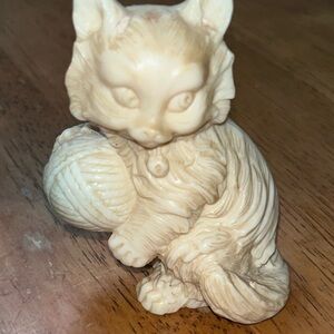 Vintage Oriental Figurine A. Santini Italy Cat With Ysrn Ball